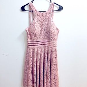 Blush pink halter neck dress
